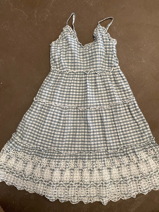 Jessica Simpson Dresses & Skirts - Jessica Simpson Light Blue and White Gingham Spaghetti Strap Dress